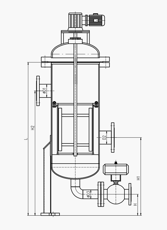 直角式自清洗过滤器技术参数示意图